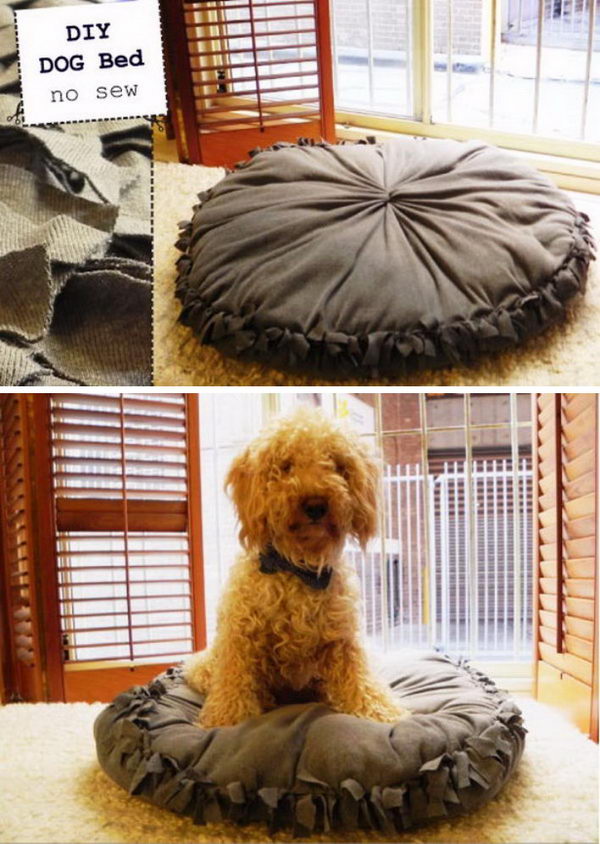Super Easy No Sew Dog Bed. 