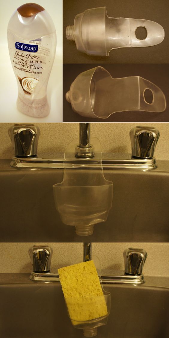Kitchen Sink Sponge Holder From Plastic Bottle. 
