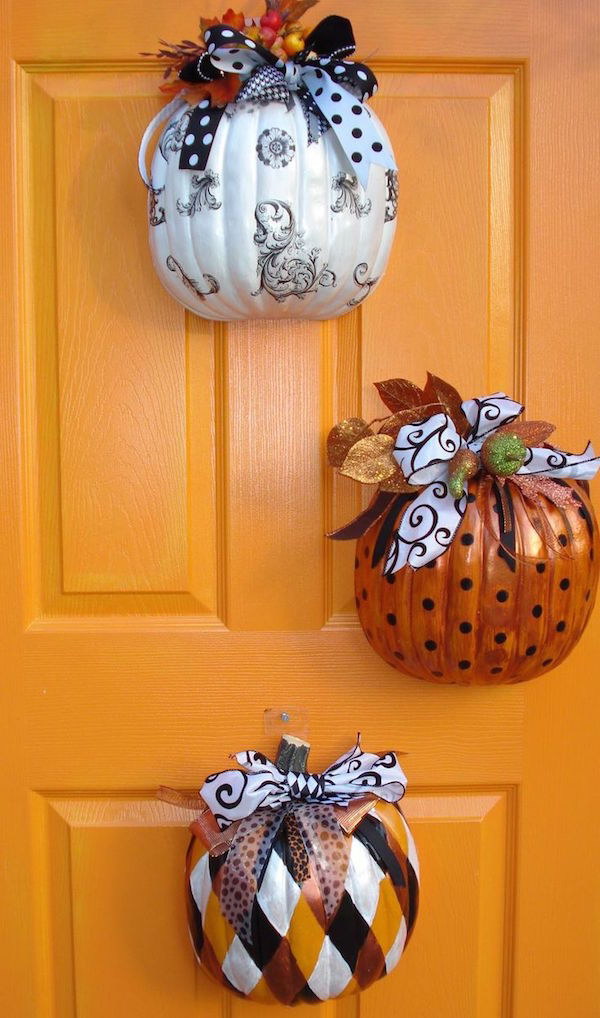 Front Door Fake Pumpkin Decor. 