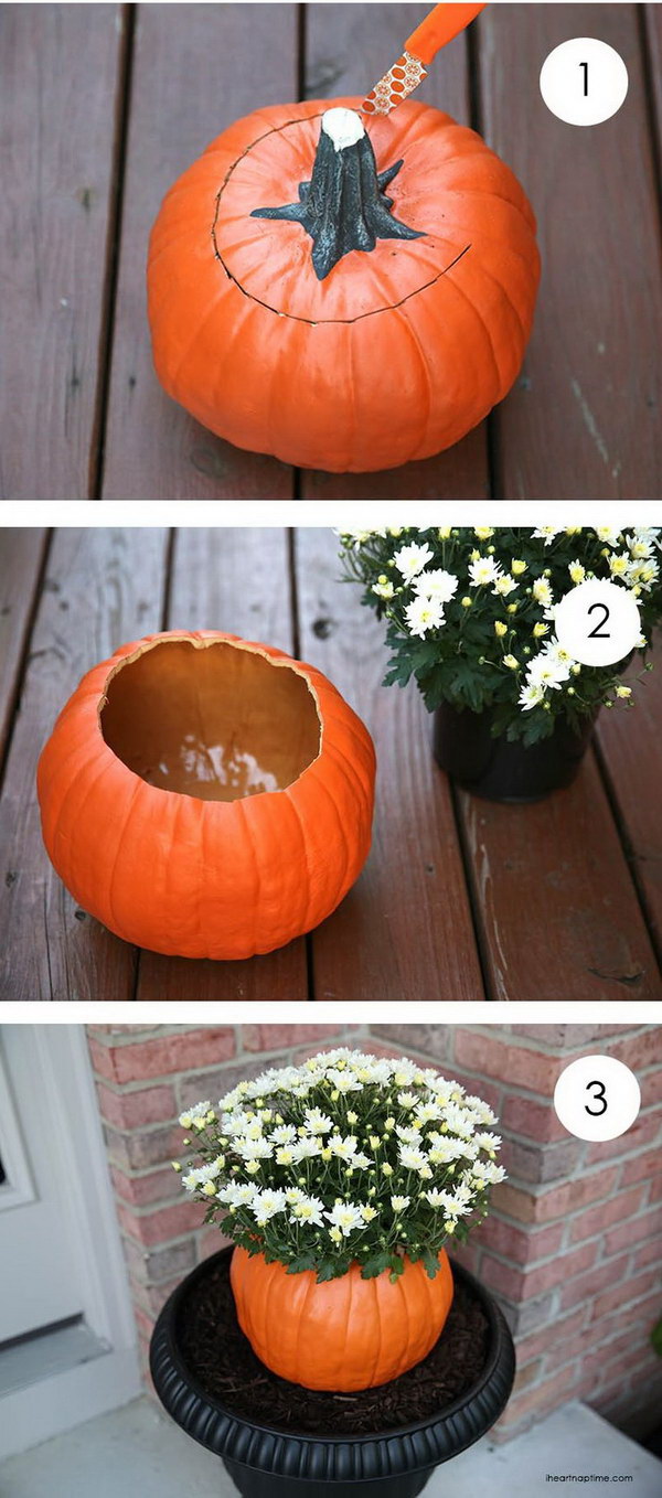 DIY Pumpkin Flower Pot. 