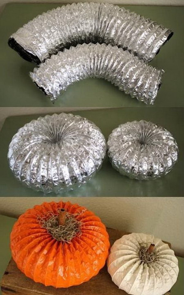 DIY Dryer Vent Pumpkins. 