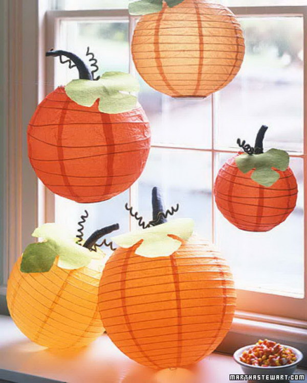Homemade Paper Pumpkin Lanterns. 
