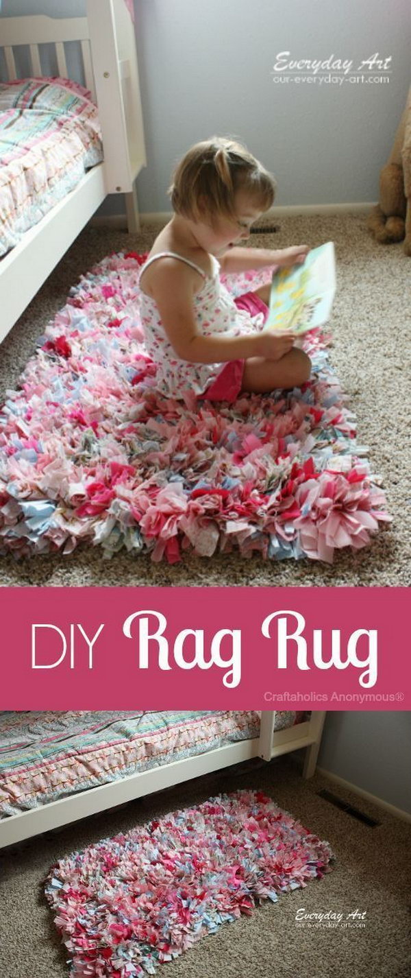 DIY Rag Rug Made from Fabric Scraps. This rug was made from fabric sraps! Love it. 