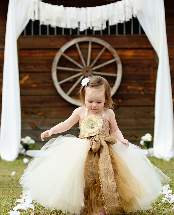 Country Dress with Burlap for Your Flower Girl. 