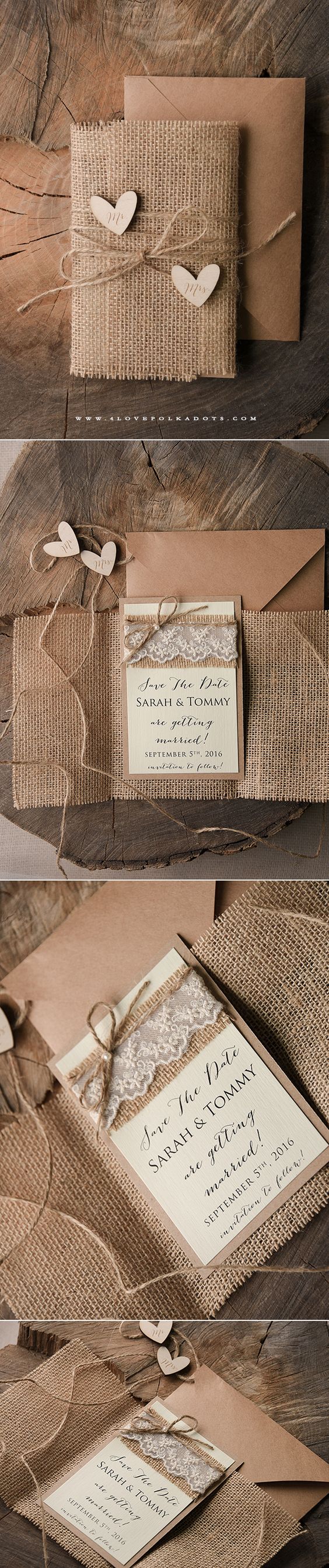 Lovely Wedding Save The Date Card With Wooden Tags. 
