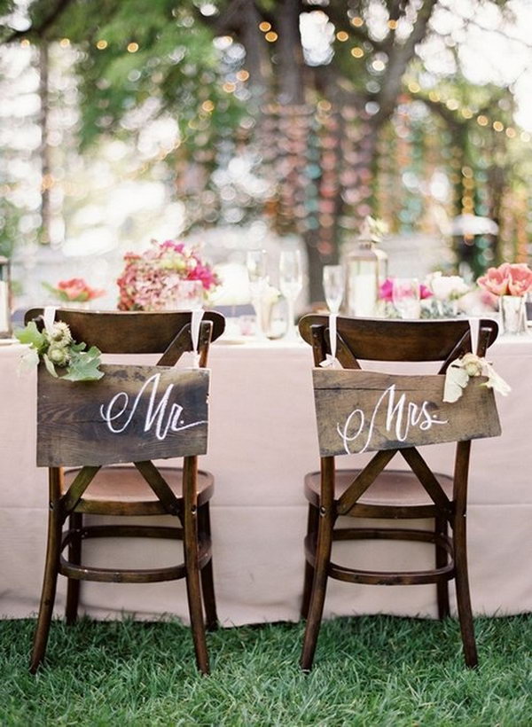 Rustic Wedding Chair Signs. 