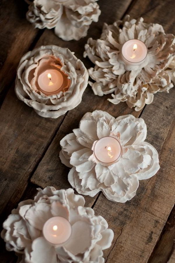 DIY Romantic Plaster Dipped Flower Votives. Check out the tutorial 