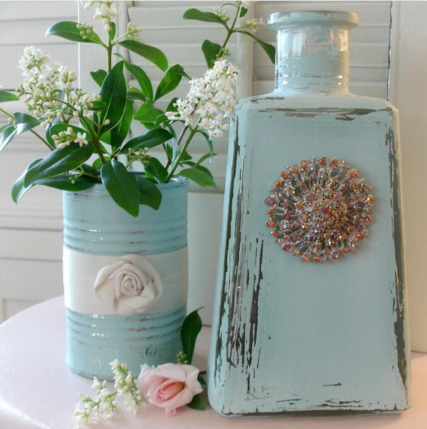 Repurposed Glass Bottle And Tin. See more 