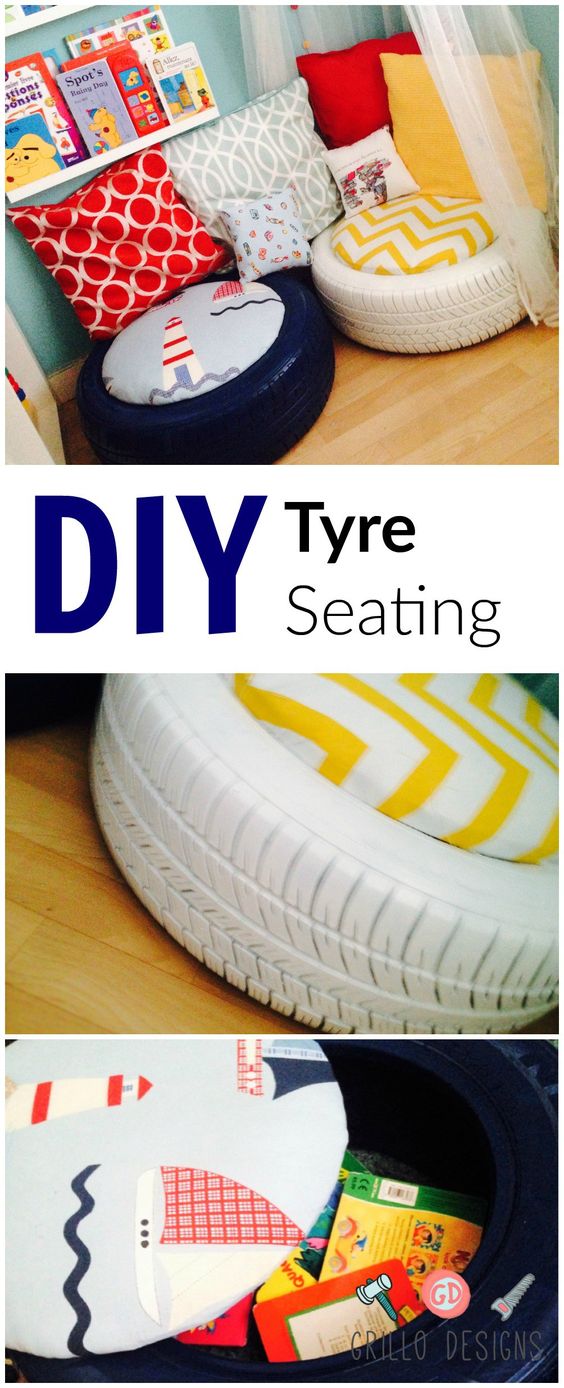 These DIY Tyre Seating Double As Extra Storage. 