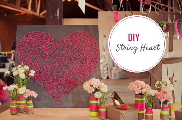 DIY Heart String Art. See the steps 