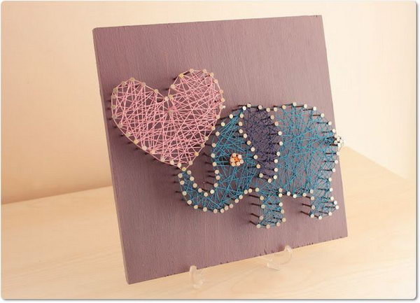 DIY String Art pretty Elephant. 