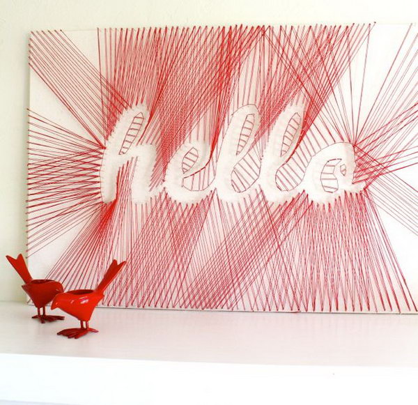 DIY “Hello” String Art. See how to make it 