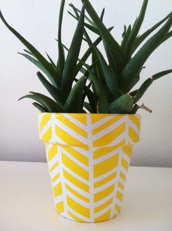 Yellow Herringbone Planter. Check out the steps 