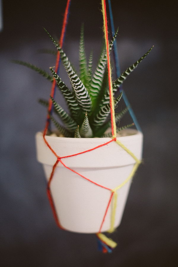 Colorful Macrame Pot. See directions 