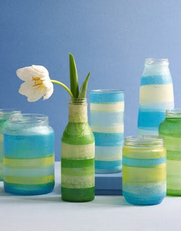 Adorable Sea Colored Vases with Tissue Paper. 