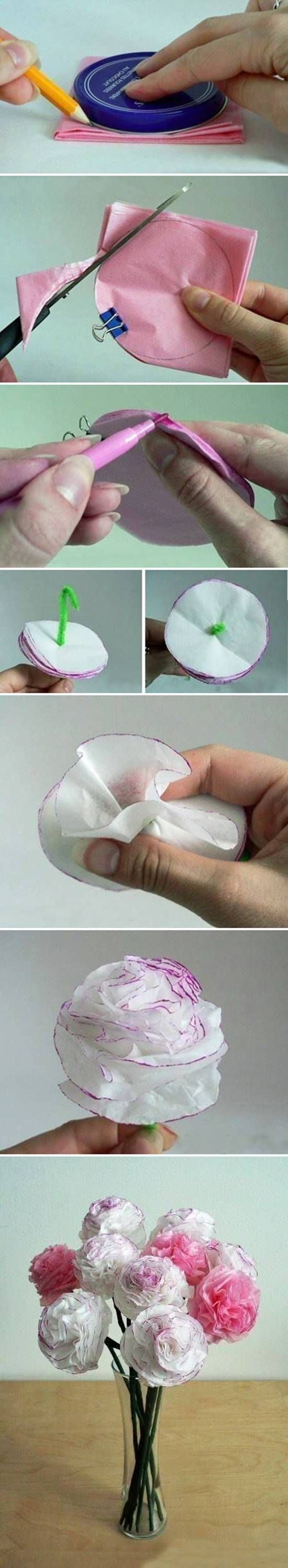 DIY Beautiful Tissue Paper Flowers. 