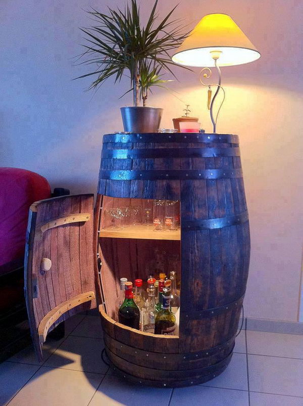 DIY Wine Barrel Cabinet. 