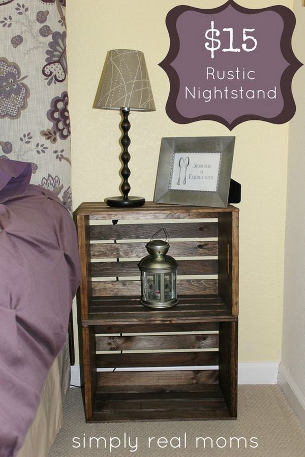 DIY Rustic Crate Nightstand for $15 or Less 