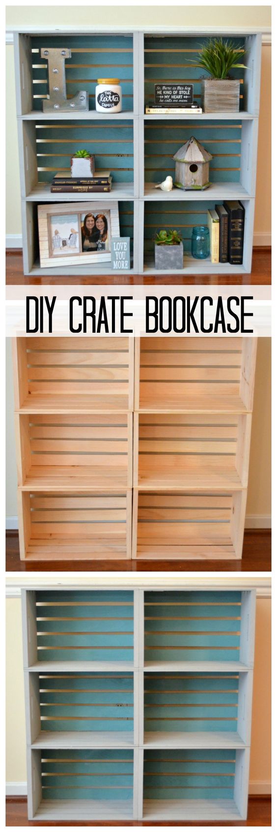 DIY Crate Bookcase. 