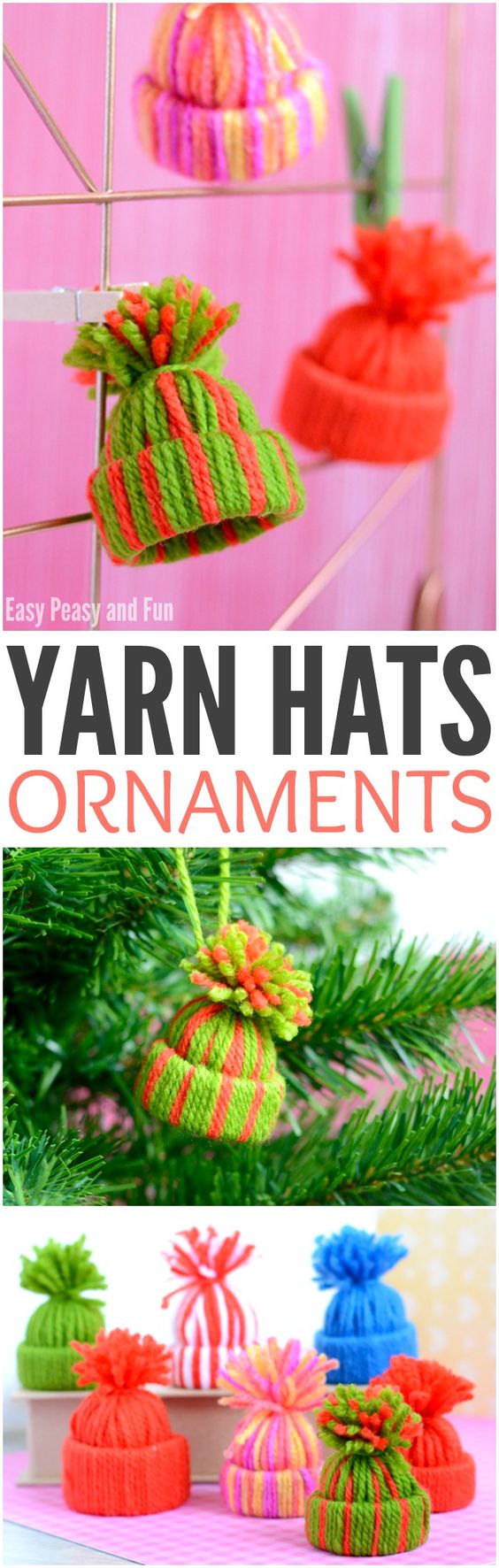 Mini Yarn Hats Ornaments. 