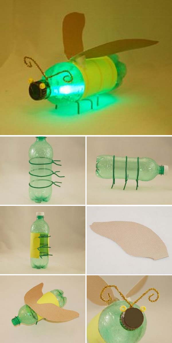 Bottle Bug with a Glow Stick in It. 
