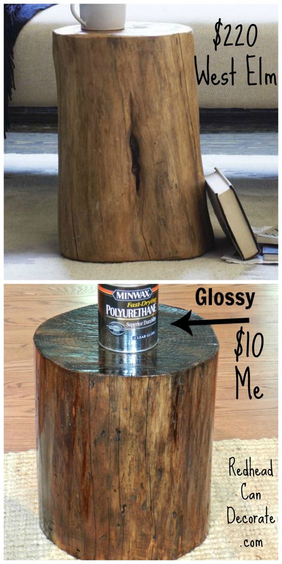 End Table Made Out Of Dead Tree Stump. 