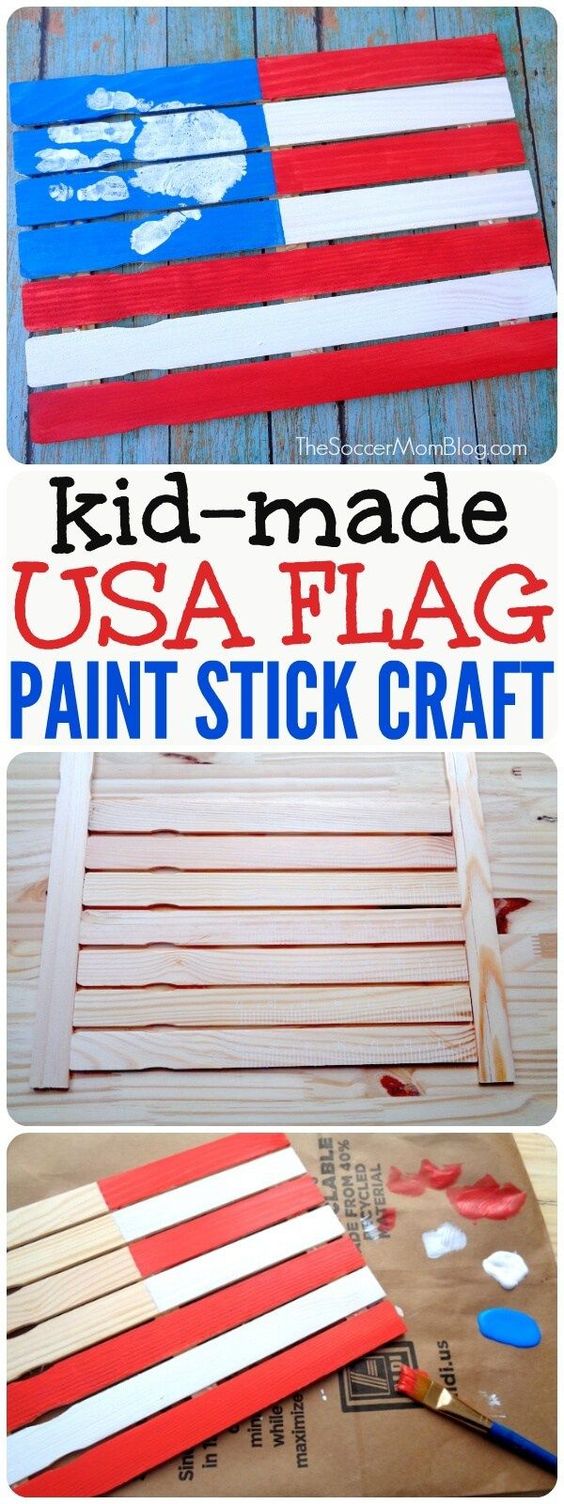American Flag Kids Paint Stick Craft. 