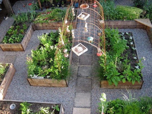 Raised Garden With Arbor That Would Be Perfect For Growing String Beans. 