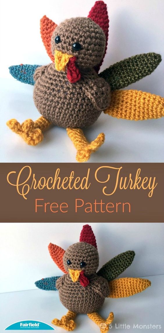 Crocheted Turkey for Thanksgiving. 
