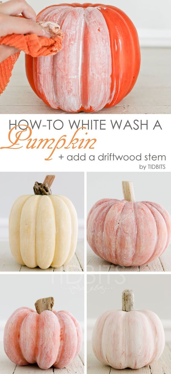 DIY White Washed Pumpkins. 