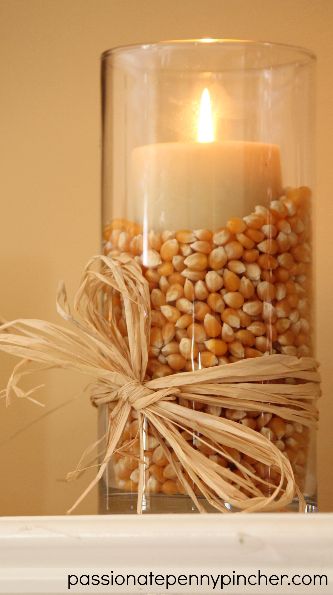 $6 Popcorn-filled Vases for Fall or Thanksgiving. 