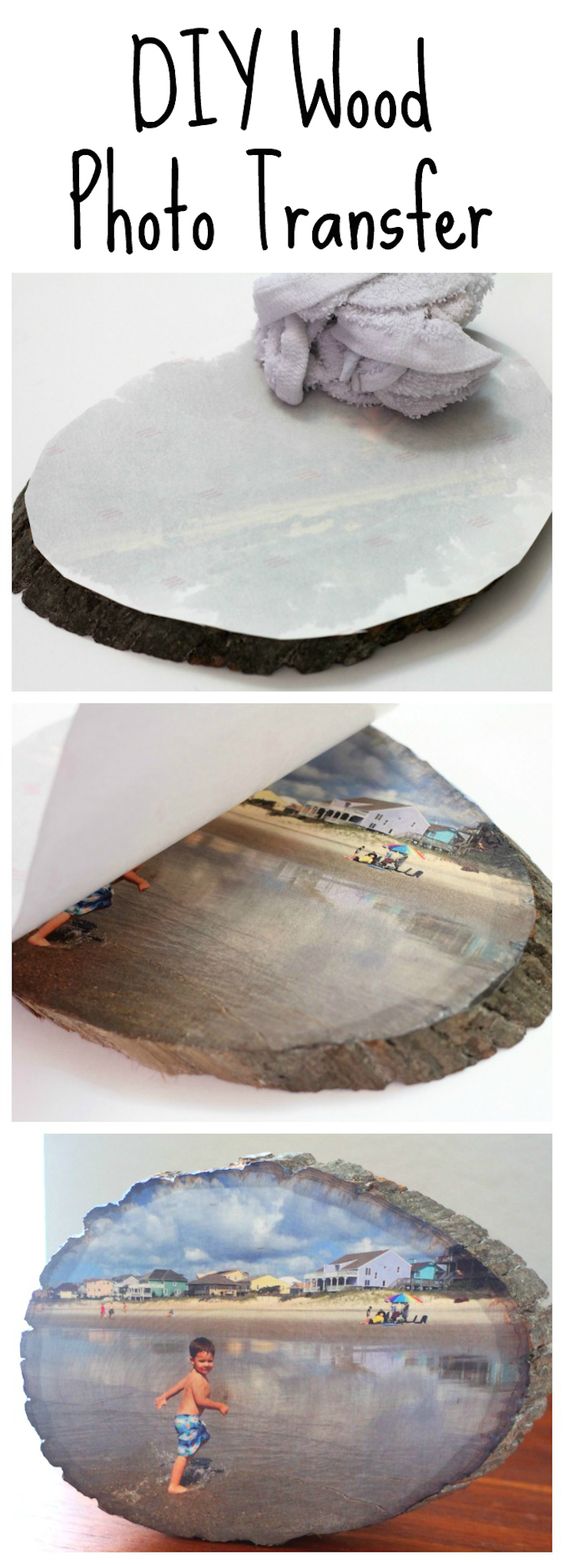 DIY Wood Slice Photo Transfer. 