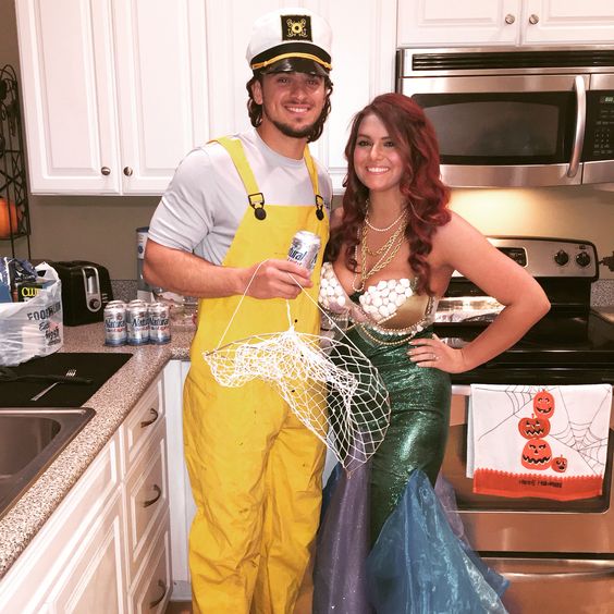 Mermaid and Fisherman Halloween Costume. 