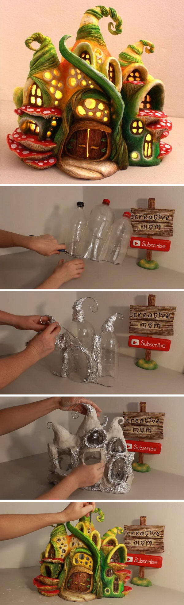 DIY Enchanted Fairy House Lamp Using Coke Plastic Bottles. 