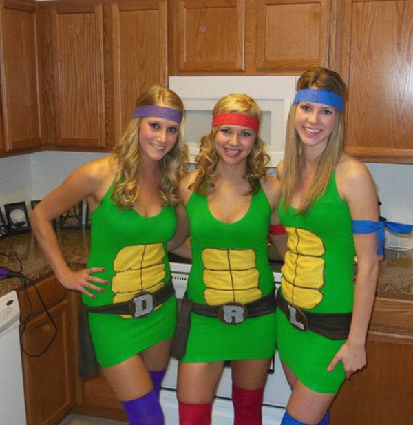 Ninjas group girl Halloween costume for college