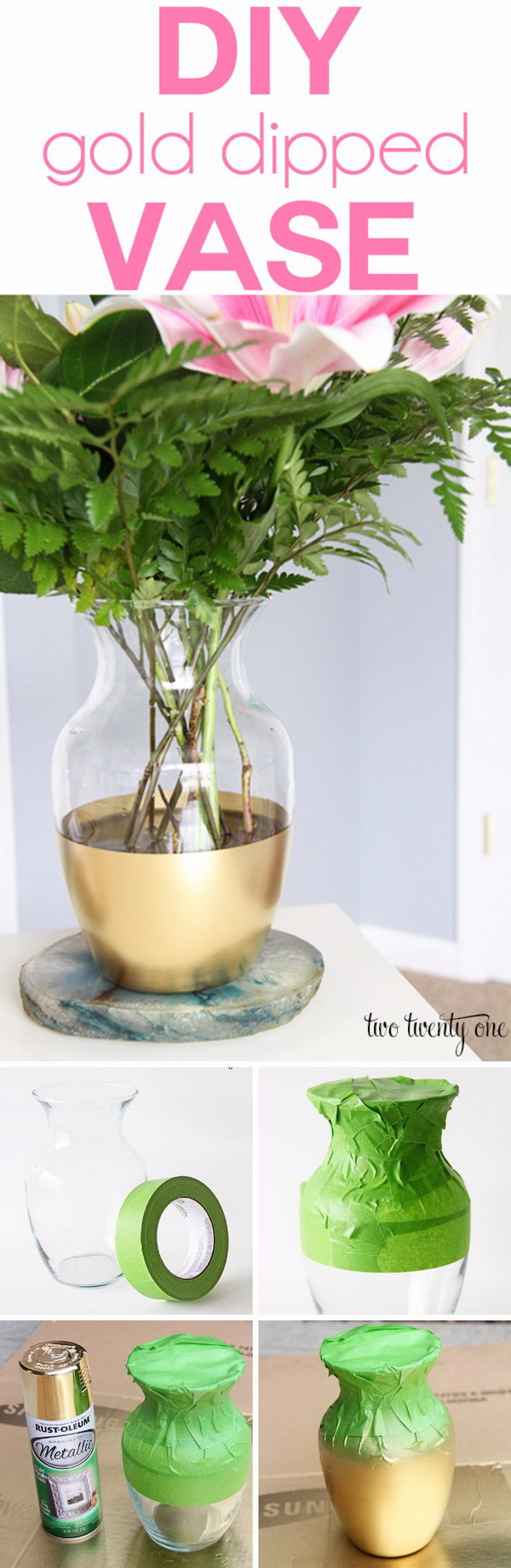 DIY Gold Dipped Vase. 