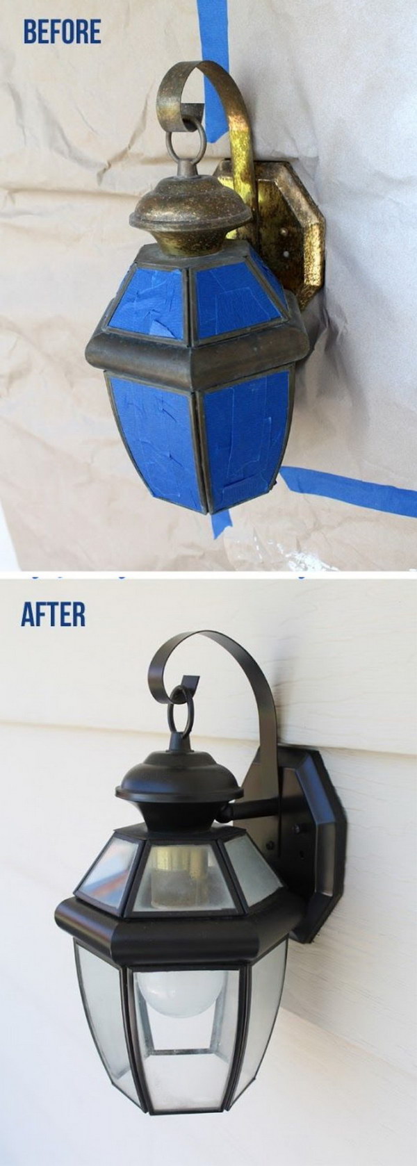 Easy Exterior Light Update with Spray Paint. 