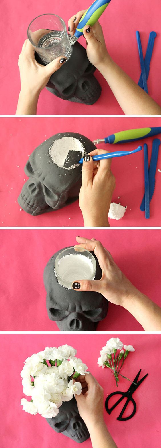 DIY Skull Vase for Halloween. 
