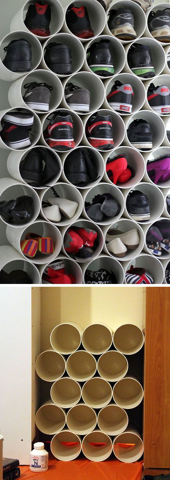PVC Pipe Shoe Storage. 