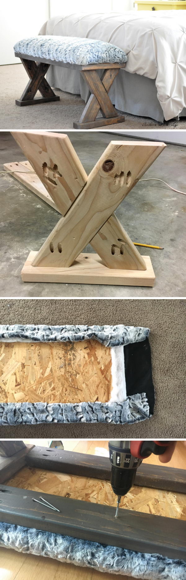 DIY Upholstered X Bench. 