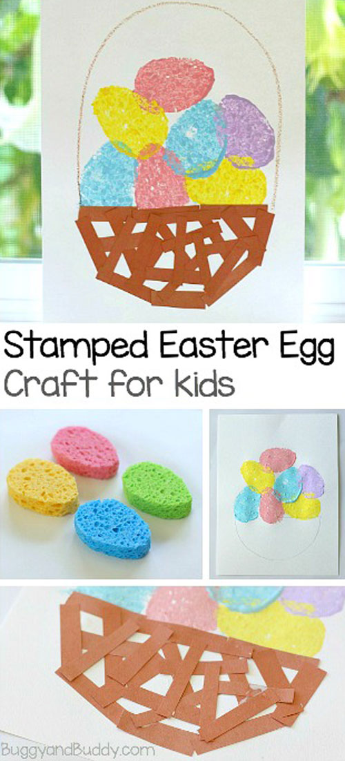 Sponge Painted Easter Egg Basket. 